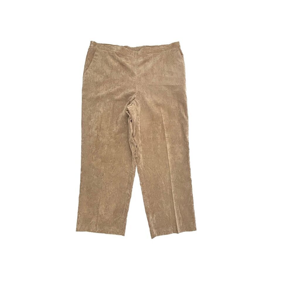 Alfred Dunner Pull On Elastic Back Straight Women's size 18 Beige Courduroy Pant
